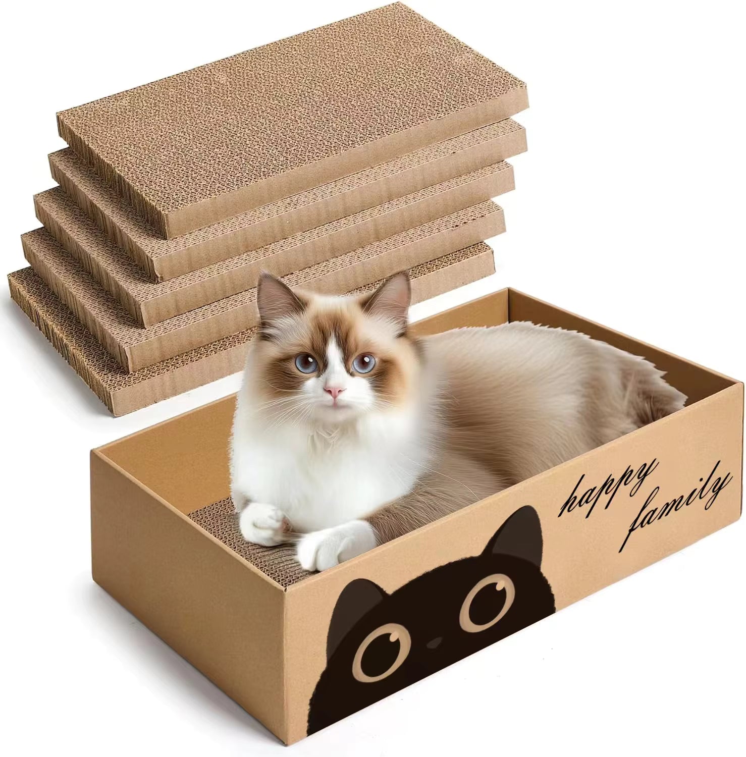 5-Layer Cardboard Cat Scratcher & Lounge Bed — Durable Furniture Protector