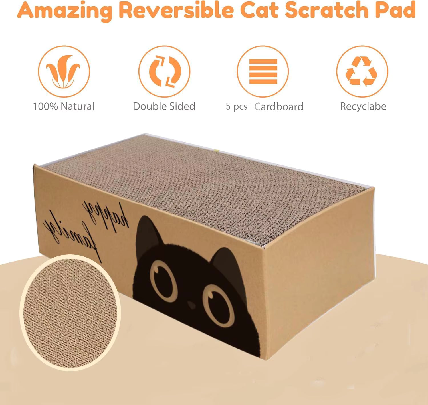 5-Layer Cardboard Cat Scratcher & Lounge Bed — Durable Furniture Protector